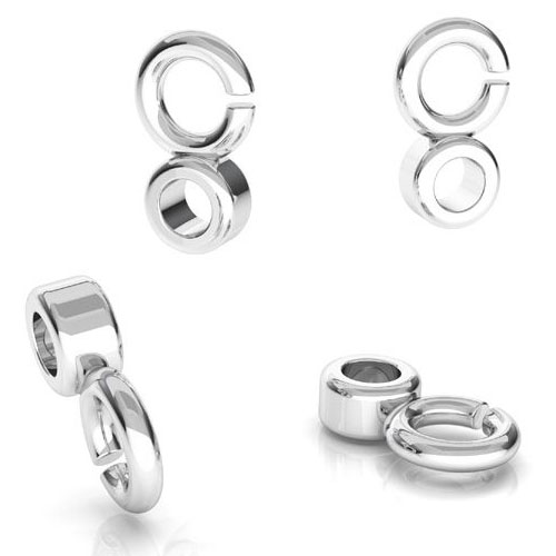 Rondell 4,5 mm (innerdiameter 2 mm) med fästögla sterling silver