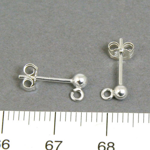 Örstickare med 3 mm kula och öppen ögla sterling silver