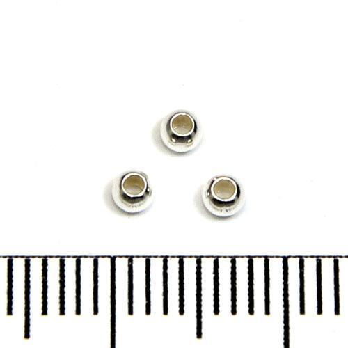 Slät skarvlös silverpärla 2,5 mm hål 1,2 mm