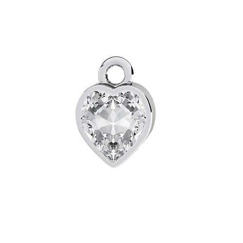 Berlock hjärta med kristall 6 x 10 mm sterling silver