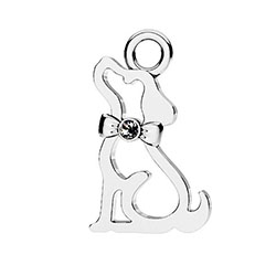 Berlock hund med kristall 14 mm sterling silver