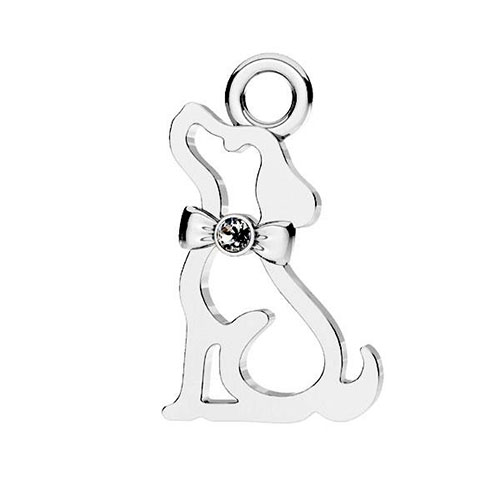 Berlock hund med kristall 14 mm sterling silver